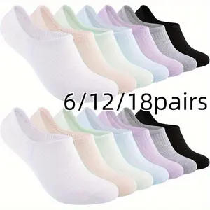 6/12/18 Pairs Spring Summer Men's Socks, Low Cut Anti Slip Invisible Short Socks, Sports Socks, Boat Socks, Comfortable Versatile Breathable Football Socks, Suitable Daily Outdoor Sports, Basketball Socks, Volleyball Socks Beige Menswear