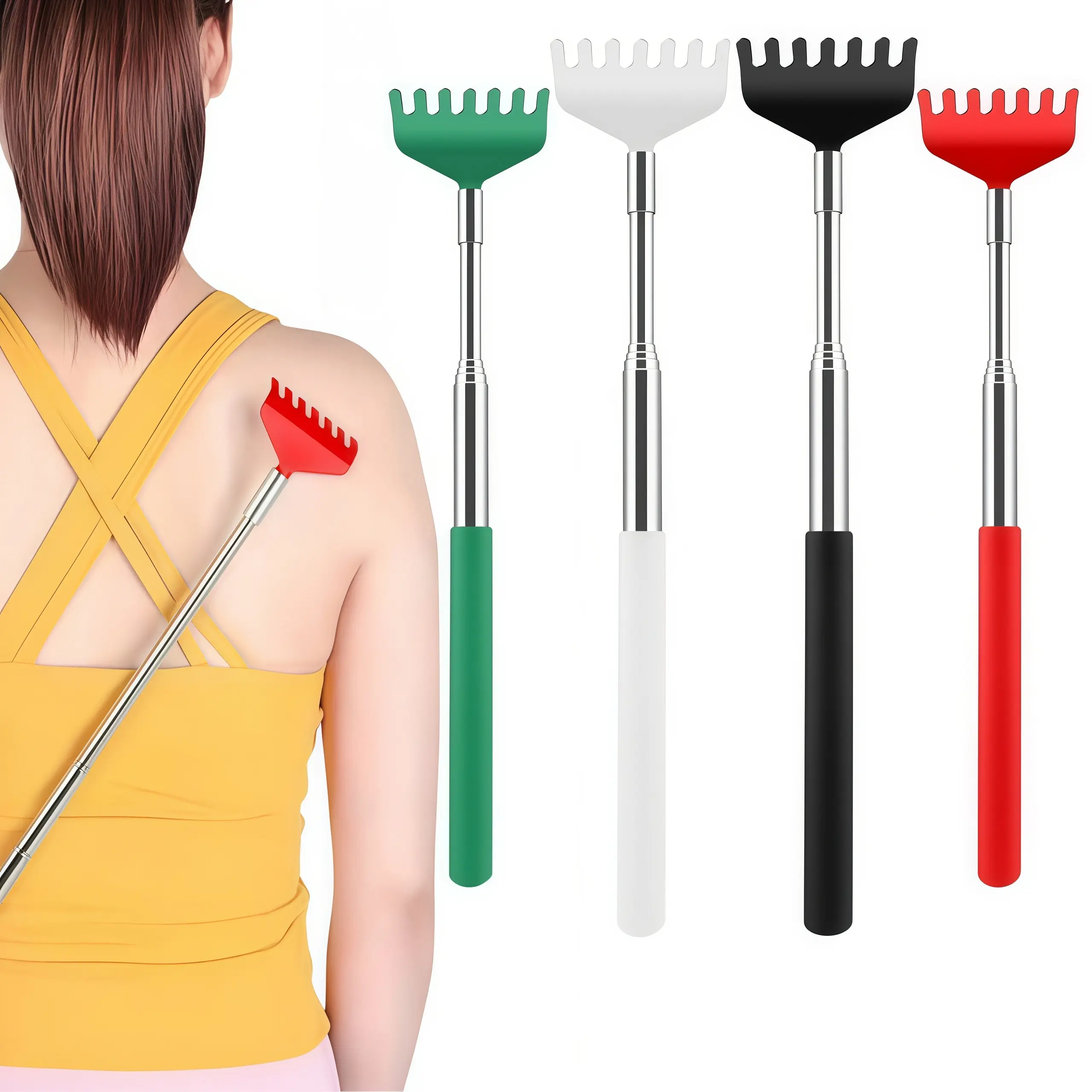 LMMAKE 4PCS Extendable Lightweight Adjustable Rubber Back Scratchers, Sturdy Manual Massage Tools for Body Care, Perfect Thanksgiving Birthday Stocking Stuffer Elephant Gifts