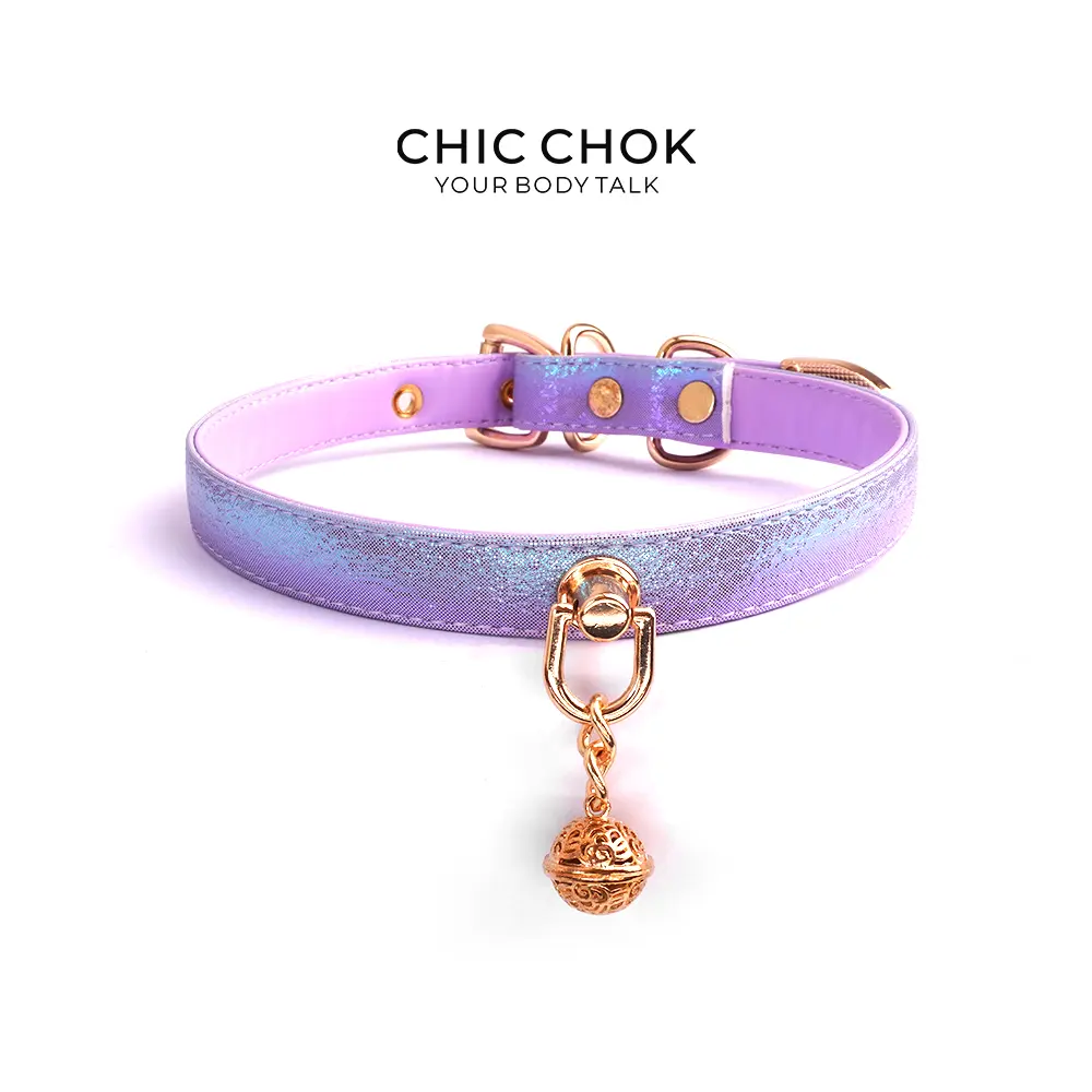 CHICCHOK Fairy Lolita Adjustable Choker - Shiny, Textured, Light-Colored Casual Style Leather Necklace, Unique Taste Statement Piece Fashion Accessory