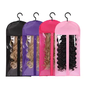 4 Pack Mixed Color Wig Storage Bag Lightweight Easy to Store Care for Wigs with Hangers and Hair Extension Racks Black Purple Pink Rose Red