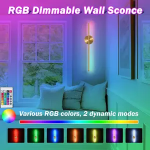 Modern LED Rechargeable Wall Light, Led Dimmable, 50cm / Line Design, Wire-Free Adhesive Magnetic Installation, RGB Remote Control
