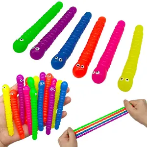 5/15/30Pcs Colorful Caterpillar Fidget Toys, Elastic Tpr Rope for Relaxation, Autism Sensory Toy, Soft Rubber Worm, Party Toy, Sensory Bundle (colors Random)