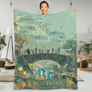 Lord Of The Rings Flannel Throw Middle Earth Landscape Ultra Soft Warm Fabric All Season Comfort Perfect For Sofa Bed nap Chair Decor Durable Machine Washable Long Lasting Quality blankets ultra-soft throw blanket Add some fun to your home