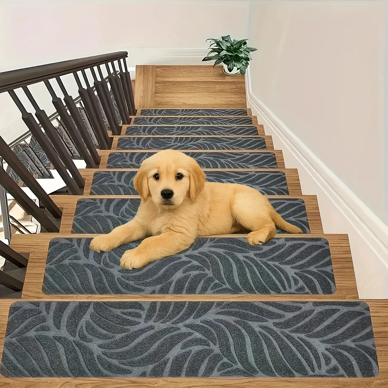 15pcs Non-Slip Stair Treads Runners, Indoor Wooden Step Washable Pads, Self-Adhesive Tape to Prevent Sliding Home Decor Carpets