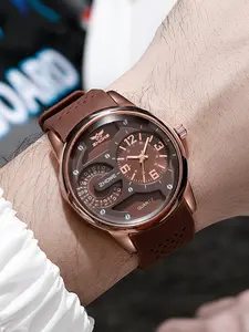 New Fashion Men's Watch Silicone Band, Analog Quartz Watches, Casual Sports Wristwatch, European and American Style, Modern Casual Wristwatch