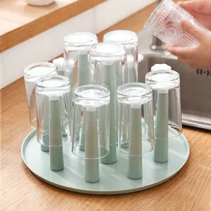 Glass Cup Drying Rack, 1 Count Detachable Glass Cup Holder with Tray, Multifunctional Bottle Storage Rack for Home Kitchen Bathroom, Beverage Organizer