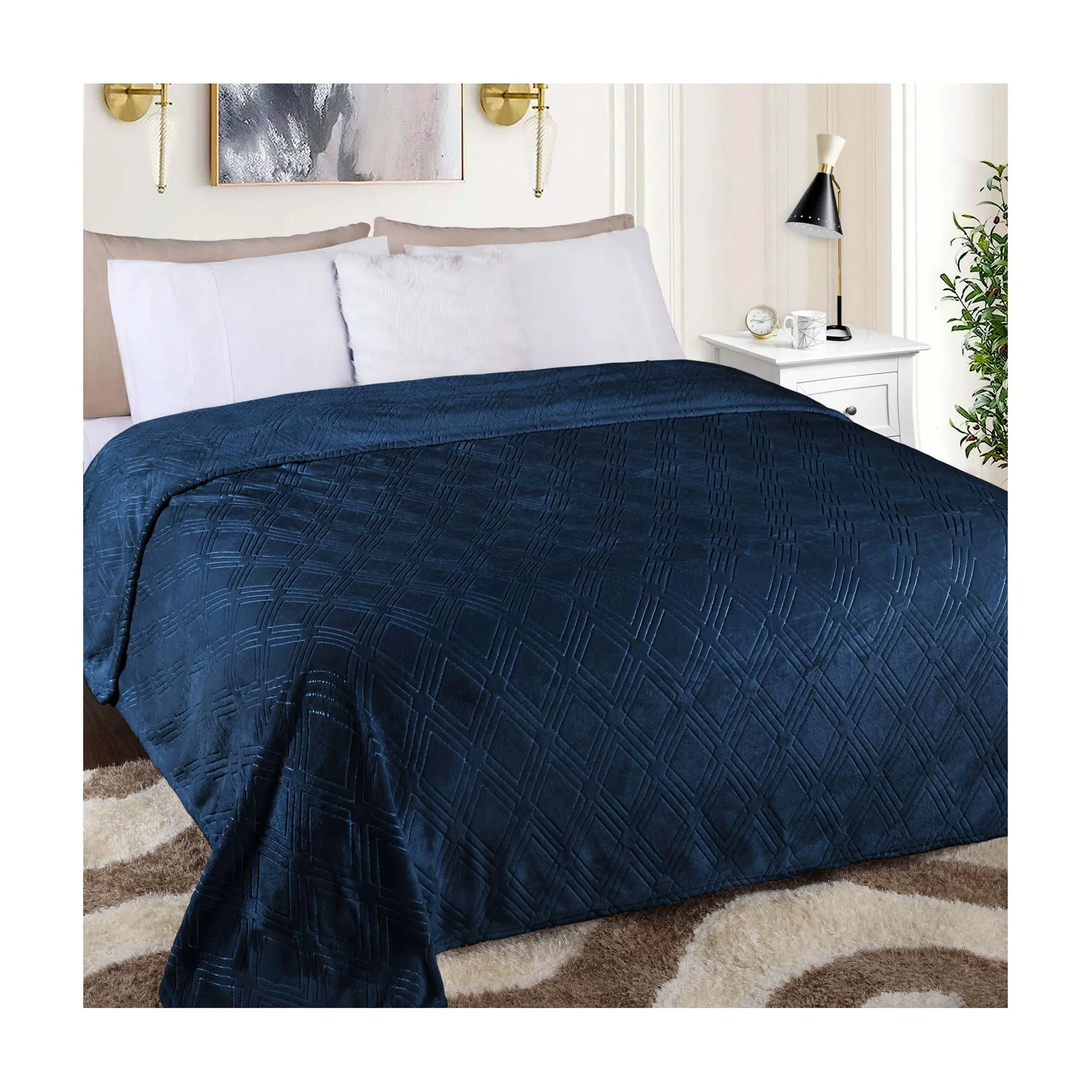 Superior Diamond Flannel Fleece Ultra-Soft Blanket - Twin