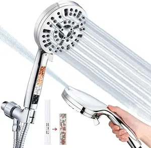 Shower Head,10 Functions High Pressure shower head with handheld, Built-in Pause Mode & Power Wash, Non-Clogging Nozzles High Flow Hand Held Shower Head