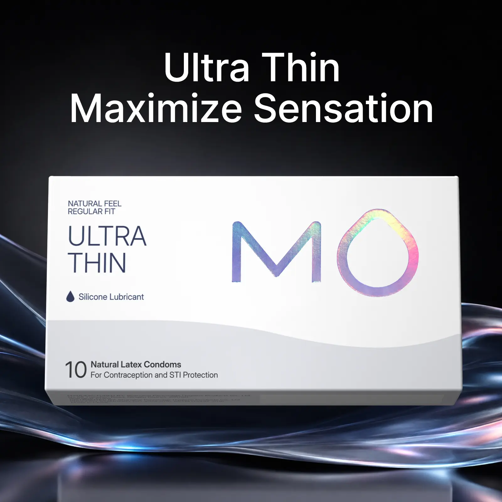 MO Natural Rubber Latex Condoms for Men, 0.04mm Ultra-Thin, pH-Balanced for Sensitive Skin, Silicone Sensation, 10-Piece Contraceptives for Everyday Confidence