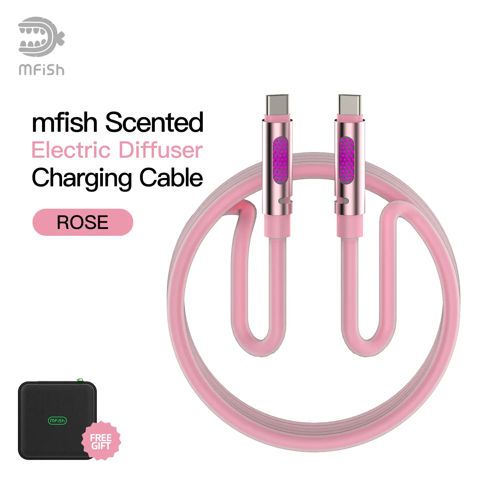 mfish 240W Aromatherapy USB-C Fast Charger Cable (6ft) - Electronic Charging Cable for Smartphone, Cellphone, iPhone 15/16, MacBook, iPad Mobile Devices, Fast Charger Cables