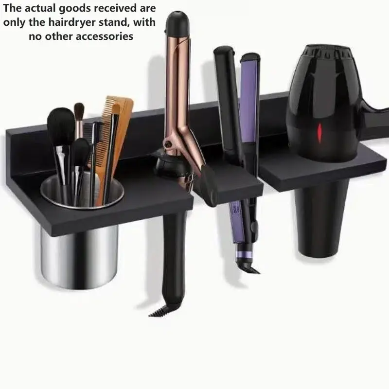 Country Wooden Hair Tool Holder Rack, Wall-Mounted Blow Dryer Stand, Bathroom Storage Solution, Bathroom Organizer, Bathroom Accessories for Straighteners Curling Irons Brushes