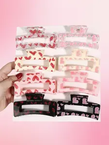 8pcs simple large hollow square versatile hair accessories, suitable for gifts in the school season, sweet printing summer clear lady grip clip, suitable for thick hair, back of the head hair clip, Barrettes Hair Clips, Alligator Hair Clips