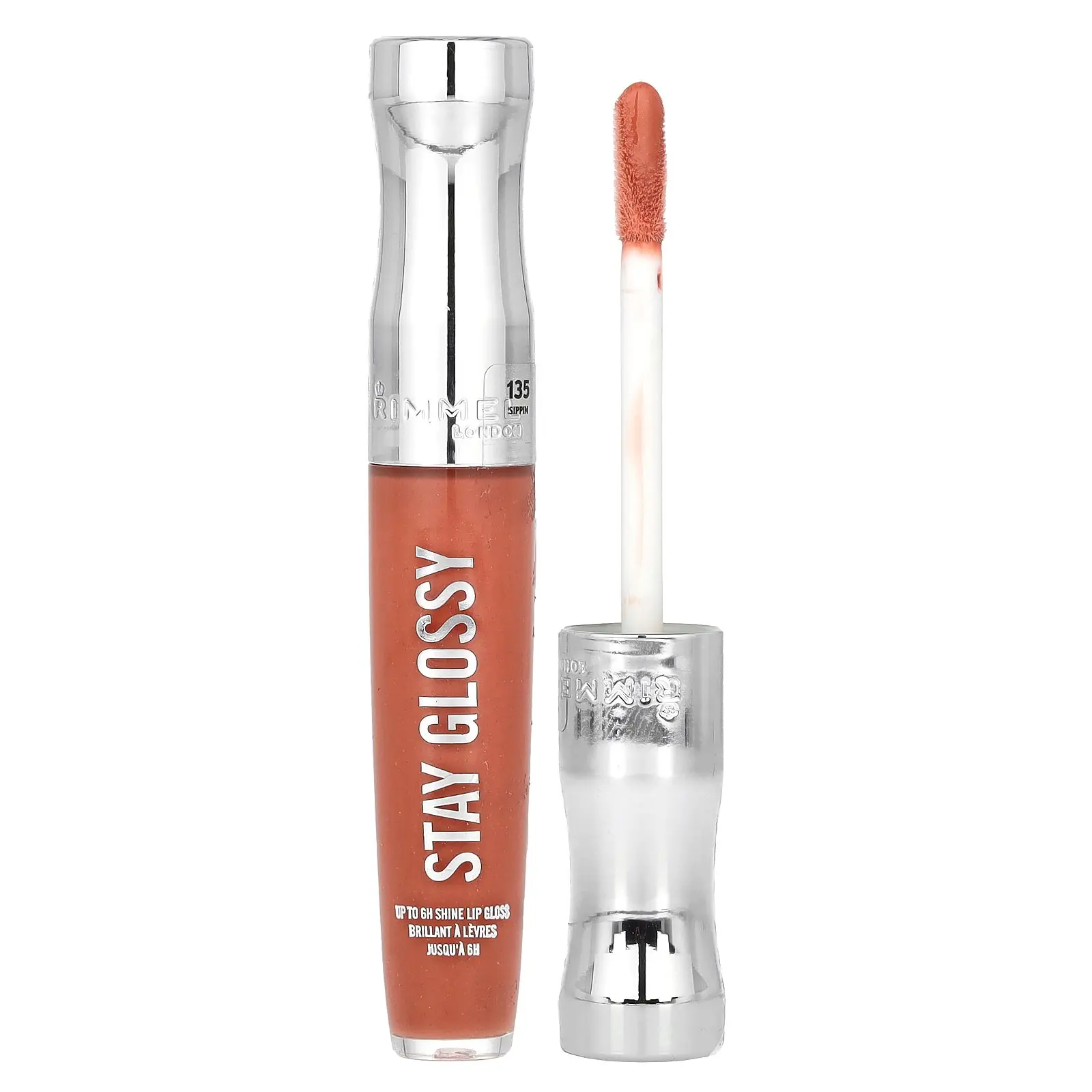 Rimmel London Stay Glossy Lip Gloss, 135 Sippin, 0.18 fl oz (5.5 ml)