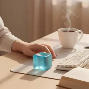 5cm Translucent Blue Cube Squishy Slow-Rebound Ice Cube Desk Fidget Toy, Portable Stress Relief Fidgeting Companion, Stress Ball Squishy for Office, Car