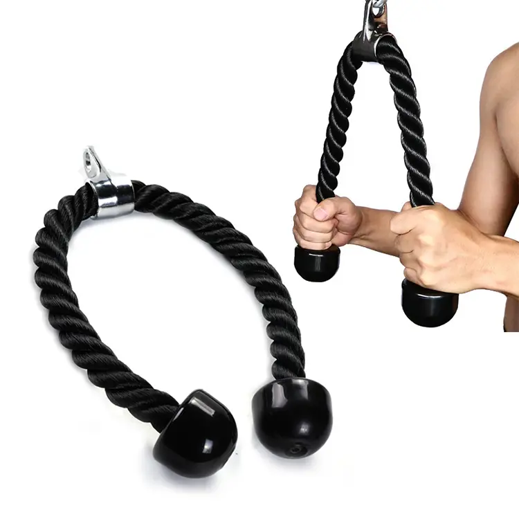 Heavy-Duty Tricep Rope Cable Attachment with 2 Hooks, LAT Machine Accessory for Home Gym Strength Training, Fitness Equipment for Men