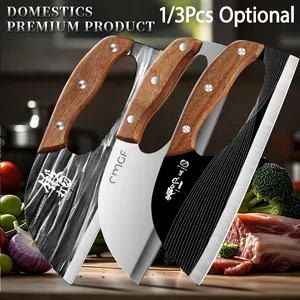 Kitchen Knife Set, 3 Counts/set Including 1 Count Fish Fillet Knife & 1 Count Cleaver Knife & 1 Count Chef Knife, Household Kitchen Knife Set, Stainless Steel Knives