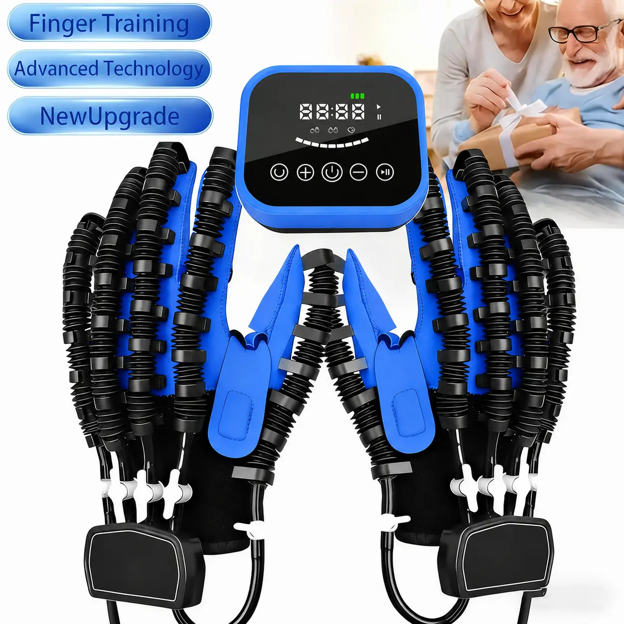 Medical Hand Rehab Gloves - Rehabilitation Robot Massage Glove with Control Panel for Post-Stroke Recovery, Hemiplegia Treatment - Durable Advanced Medical Equipment for Elderly, Home, Bedside Use, Mechanical