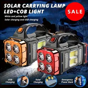 Solar Powered COB Flashlight & Camping Lantern | Super Bright Rechargeable LED Work Light for Outdoor, Fishing & Emergencies