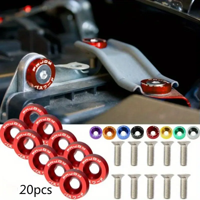 20pcs Car modification screws, washers, front and rear bumpers reinforcement screws, washers, screws, single-layer washers, decorative universal Body Screw Automotive Accessories
