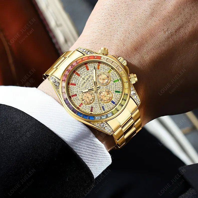 Men’s Swiss-Crafted Luxury Automatic Watch – Rainbow Di Series: 42mm Vibrant Diamond Bezel & Diamond Dial | Exquisite Grandeur | Triple-Shield Technology | Rugged Elegance for Boardrooms, Adventures & Elite Soirées | Your Ultimate Signature Statement