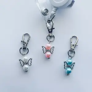 Angel Reel Charm - Faux Pearl Lanyard Charm, Nurse Badge Charm, Nurse ID Holder, Purse, Keys - BADGE REEL NOT INCLUDED