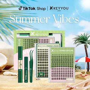 KEYYOU Fairy Chispa Lash Clusters Invisible Band DIY Lashes - Individual Clusters or Full Kit to Customize! -Wet Look Waterproof Eyelash Extension Wispy Manga Kawaii Doll Lashes Feline lash look Medusa Lash handmade lash  #DealsForYouDays