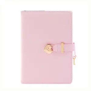 Heart-Shaped Diary Planner Notebook with Lock, Personal Organizer Book, Women's Secret Journal, Waterproof PU Leather Cover A5 Size, Cute Stationery Supplies, Valentine's Day Gift