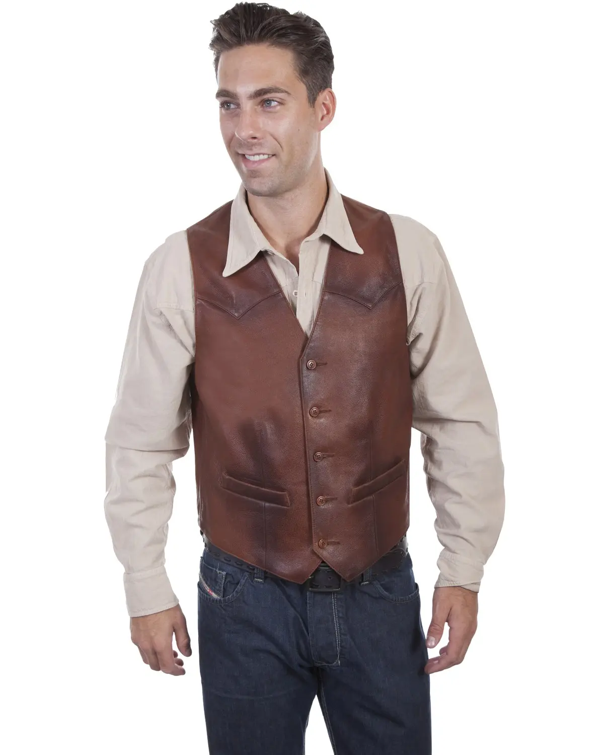 Scully Men's Men'S Classic Western Leather Vest - 707-Brn Scully Men's Men'S Classic Western Leather Vest - 707-Brn