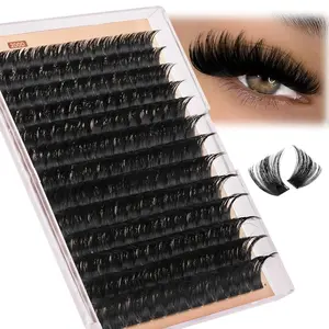 Eyelash Extensions 200D Lash Clusters 14-20MM Lashes Extensions Thick Lash Clusters D-Curly Individual Lashes Extensions Soft Reusable Cluster Lash Extension DIY Lash Cluster Extensions
