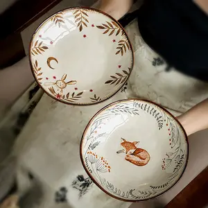 Beautiful 9 Inch Ceramic Deep Plate, Unique Shaped Serving Dish, Large Salad Plate, Perfect for Special Dishes, 1pc