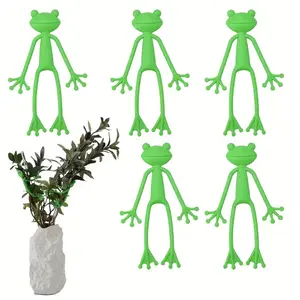 5 pieces of cute frog plant stands and holders, green frog flower pot hugger, multi-purpose garden vine traction clips, plastic climbing stands, for plant support
