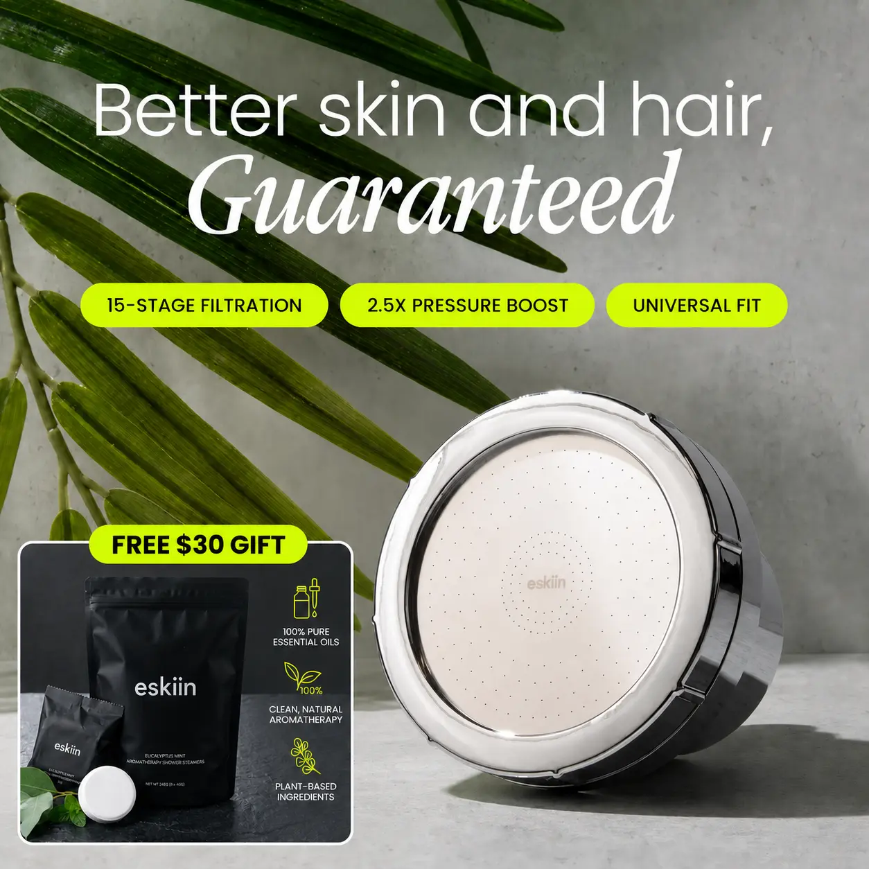 eskiin Filtered Showerhead | High-Pressure Showerhead + FREE Filter