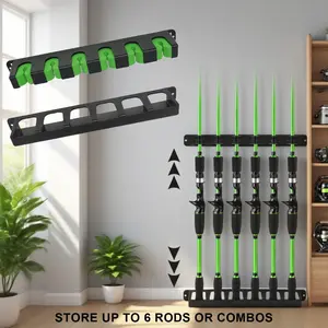 Fishing Rod Holder, 2 Counts Fishing Rod Display Rack, Wall Mounted Fishing Rod Storage Organizer, Outdoor Fishing Accessories, Fishing Tackle Organizer