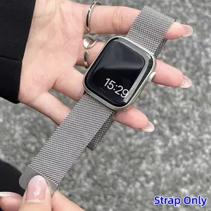 Milanese Loop Band for Apple Watch Strap, Smart watch straps, 46mm 49mm 40mm 44mm 42mm 38mm Women Men Magnetic Stainless Steel Mesh Loop Strap iWatch bands Series 1-10 SE 2 Compatible Ultra 2