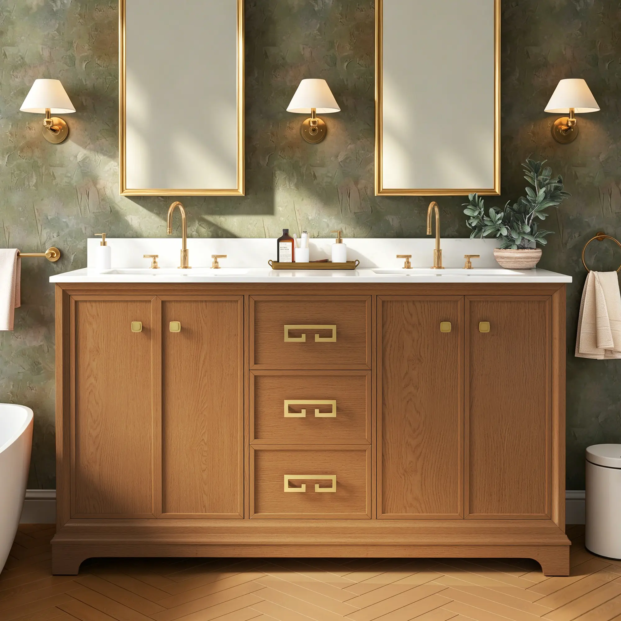PHIVILLA 36/48/60/72 Inch Bathroom Vanity with Sink, Fully Assembled Bathroom Cabinet with Marble Countertop & Backsplash, Soft Closing Doors & Drawers, Adjustable Shelves,