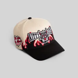 Field Grade Kitty Catcher Trucker Hat Sand Beige | trucker hat | embroidered | twill | snapback | adjustable | casual | unisex | distressed | dad hat | graphics | outdoor | Trendy Hat 2026 | Streetwear Headwear | Fashion Cap | Summer Hat | Outdoor Cap