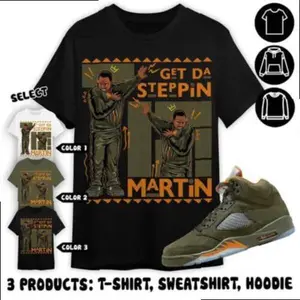 Jordan 5 Olive Unisex Color T-Shirt Martin GD Steppin, Shirt In Military Green To Match Sneaker