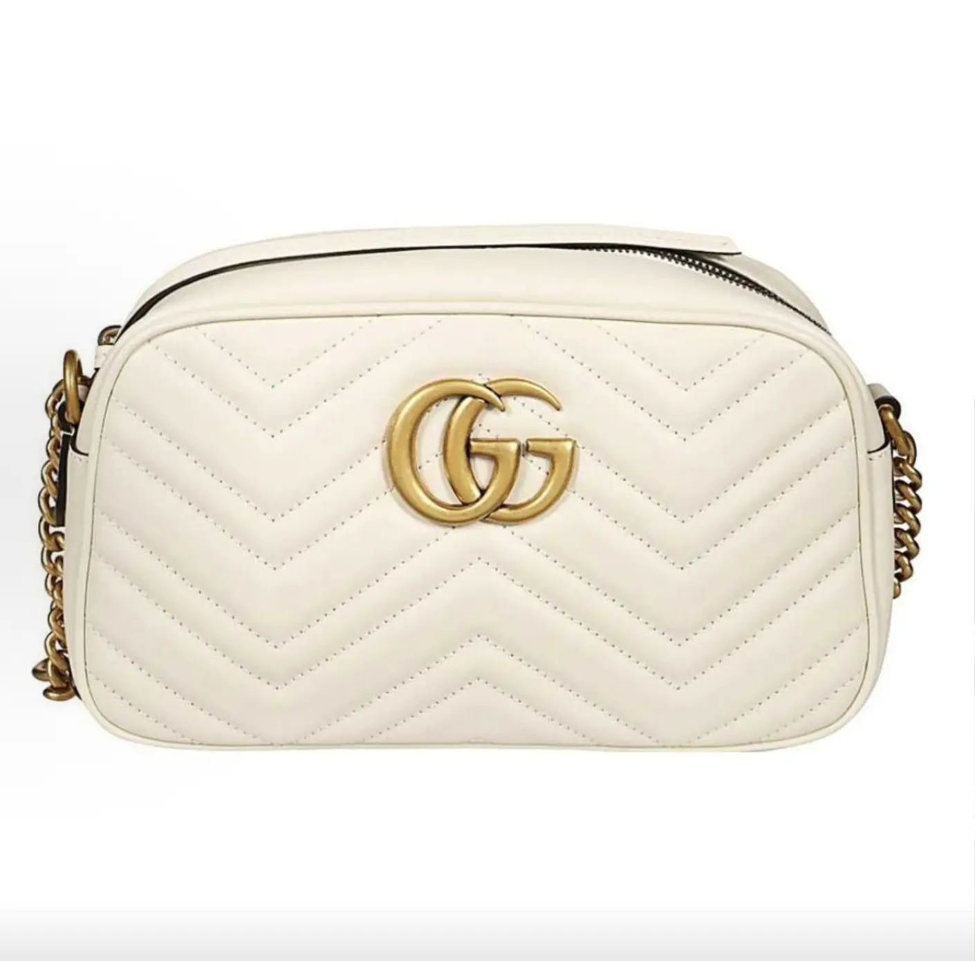 Pre-owned GUCCI GG Marmont White Gold Mini Camera Bag Shoulder & Crossbody Bag