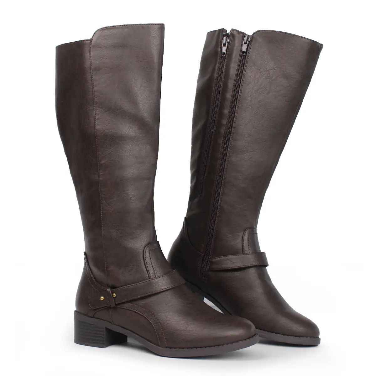 Hawkwell Women's Knee-High Riding Boots, Comfortable Wide Fit and Wide Calf Shoe with Double Zipper for Everyday Wear, Size Chart, Footwear, Basic, Knee-High For Bold Style, Riding Boot Look, Standout