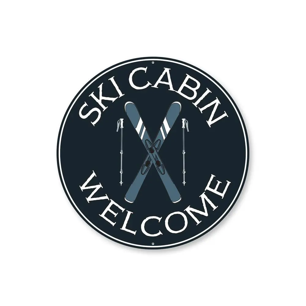Ski Cabin Welcome Circle Sign