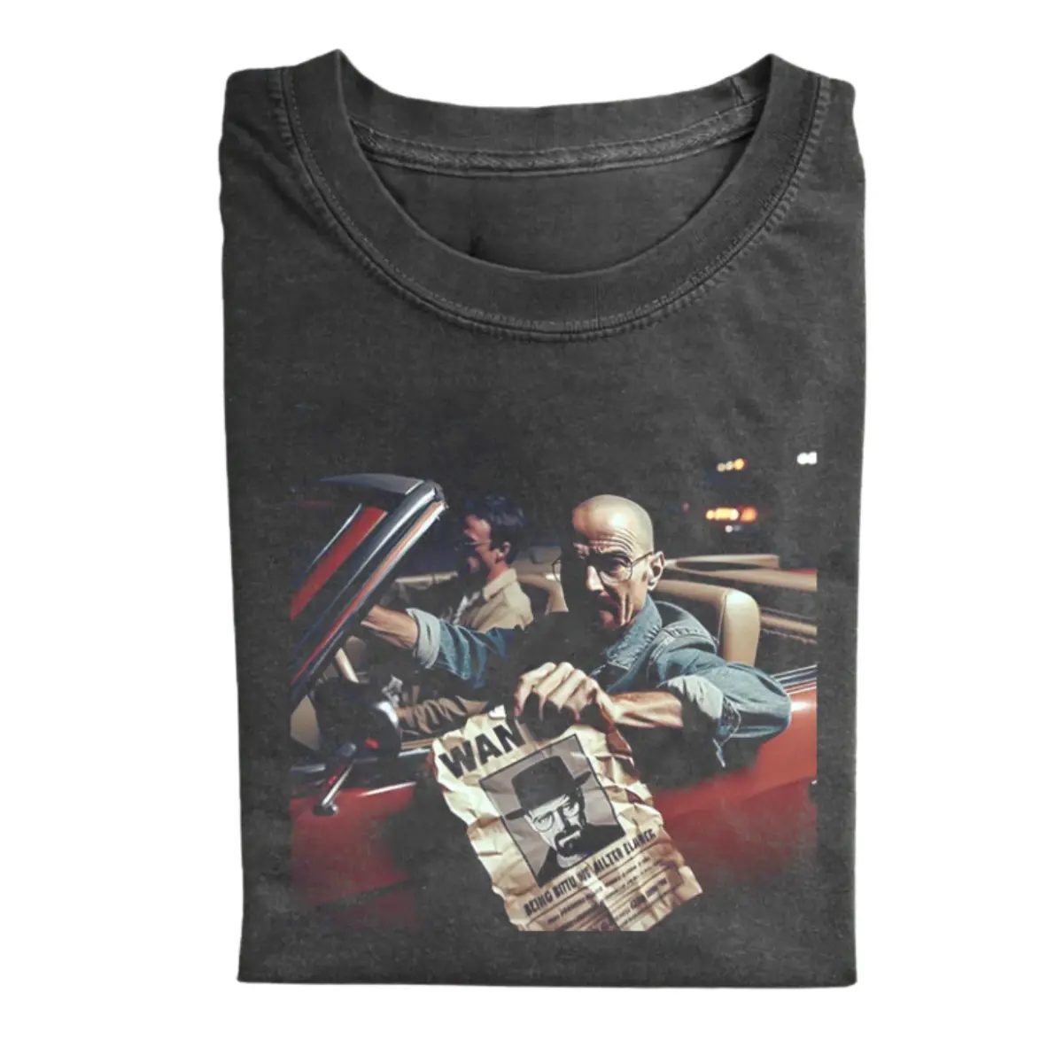 Vintage Breaking Bad Graphic Top - Walter White & Jesse Pinkman Wanted Print, Los Pollos Hermanos Parody, 180g Short-Sleeve Round-Neck Casual Sports Top, Shortsleeve, Tops