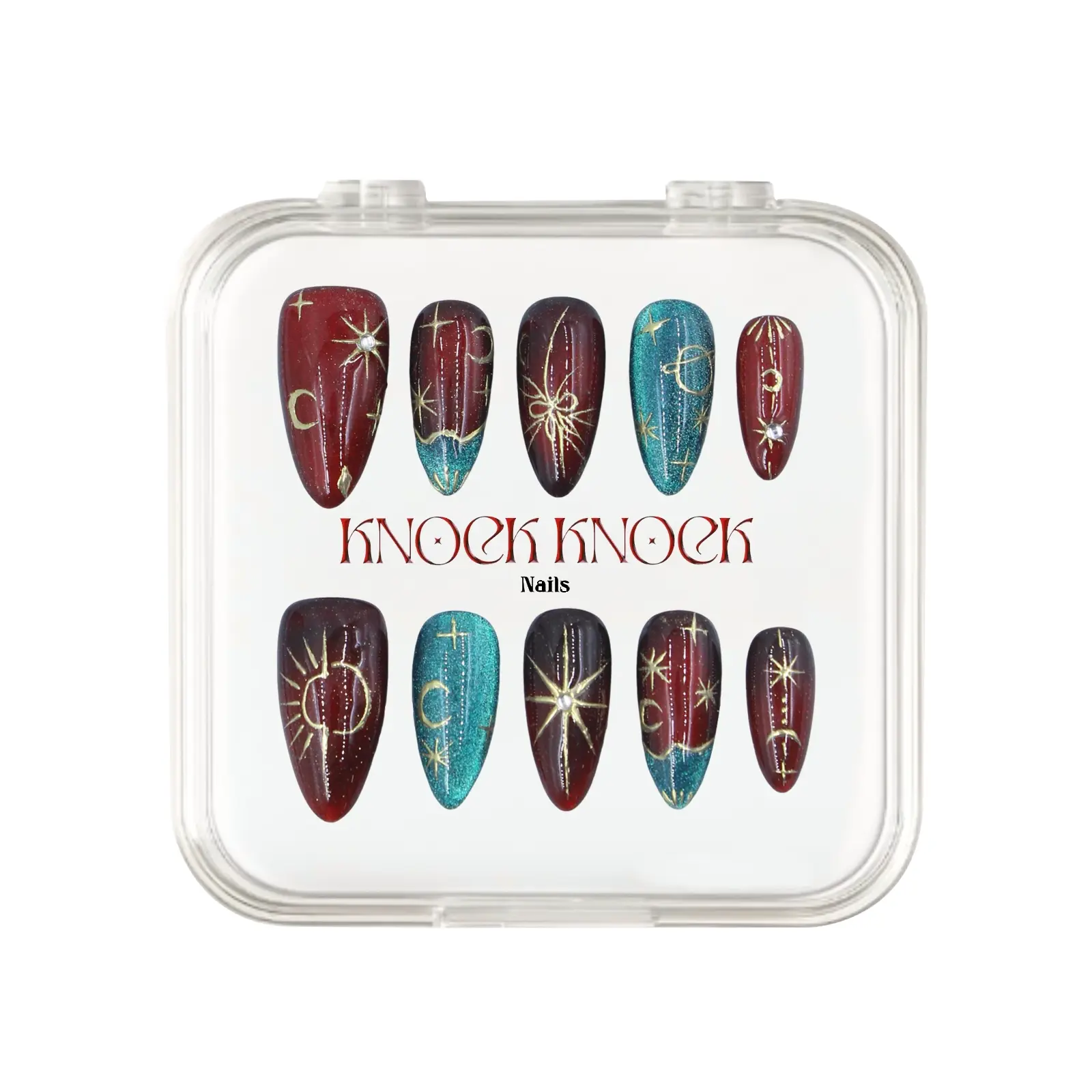 KNOCK.KNOCK NAILS 2026 | Aries｜10PCS 100% Handmade Press-on Nails| Reusable, Salon-quality, Long-Lasting,Glossy design Acrylic Gel System