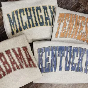 Distressed Varsity College Sweatshirt, Color Ash Grey Unisex Classic Cotton, Vintage Graphic Sweatshirt, Unisex Sweatshirt, For Men And Women, Football Fan Gift