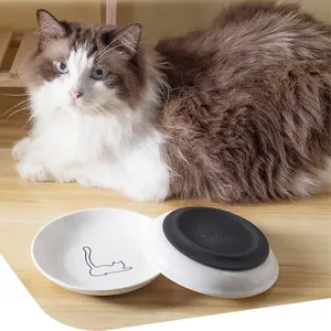 Pet Feeding Plate Ceramic Dog Cat Food Bowl Silicone Anti-Slip Design Outdoor Use for Stray Cats Dogs Easy Clean Durable Pet Supplies
