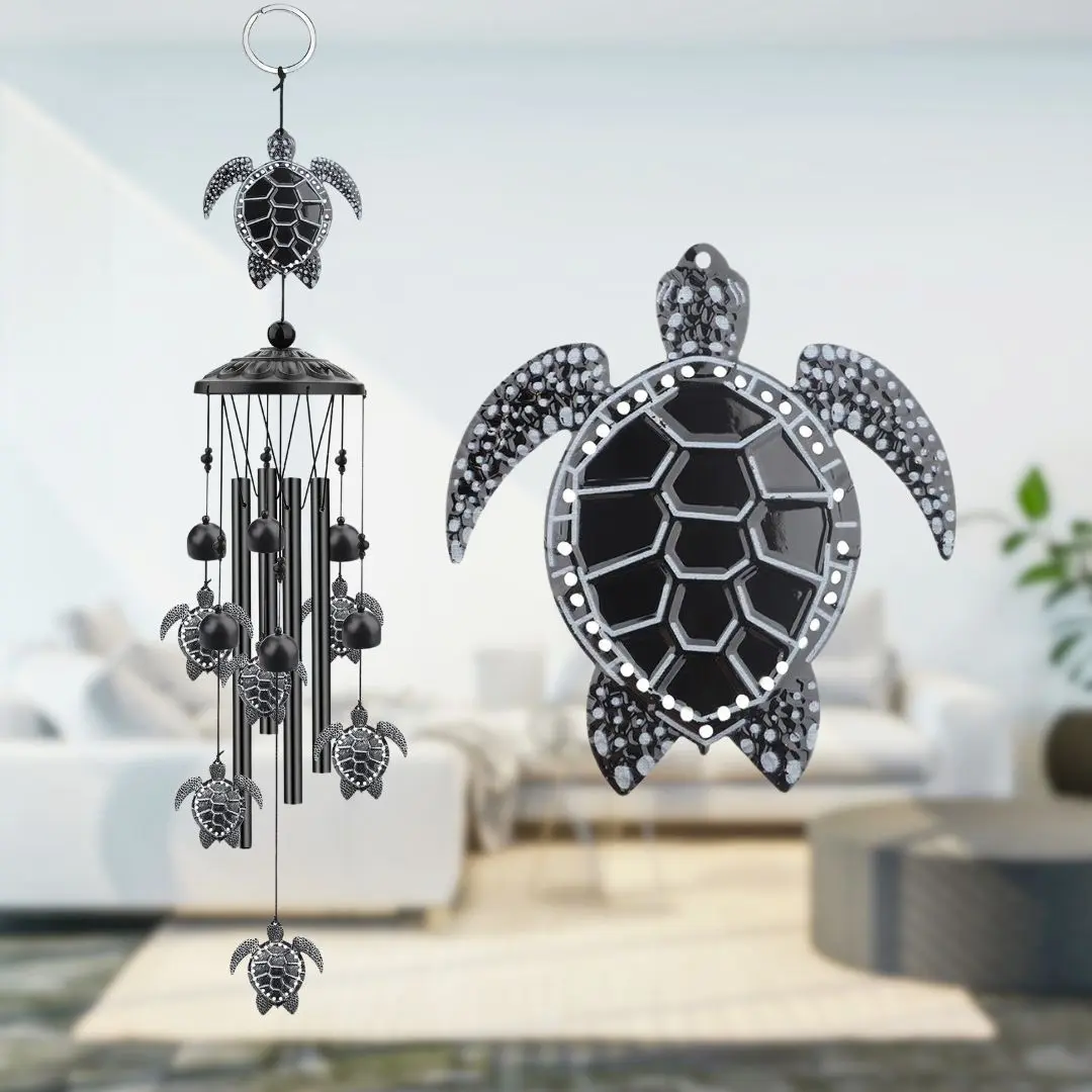 Retro metal sea Turtle Wind Chimes Outdoor-Aluminium Hanging Ornament Decor,Animal Windbell for Outside Garden Home patio Decoration, memorial Gifts