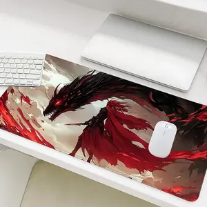 Abstract Dragon Pattern Mouse Pad, Large Gaming Mouse Pad, Non-slip Rubber Base Stitched Edge Desk Pad for Laptop Desktop