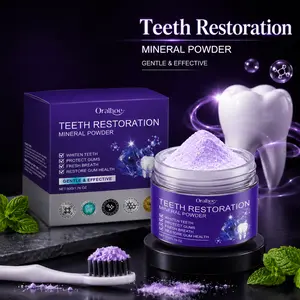 Purple Teeth Whitening Powder, Gentle Mineral Tooth Powder for Brighter-Looking Smile, Fresh Breath & Daily Brushing, Toothpaste Booster, 50g