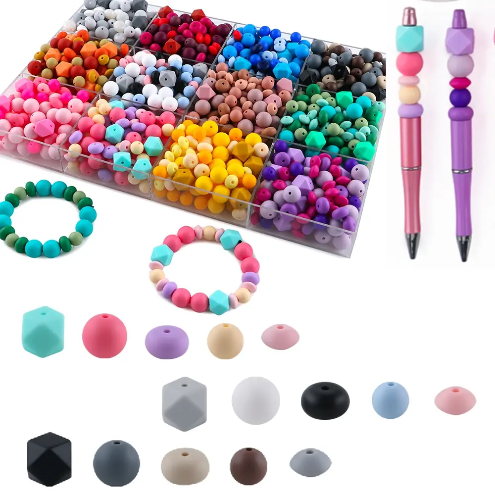 50pcs solid color round beads, mixed with solid color polyhedral bean beads, Bead Assortment, Beaded Set, suitable for DIY handmade bracelets, bead pens, bag pendants, etc. Can be given as a gift