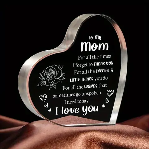 Mom Gift -Acrylic Family Keepsake from Son & Daughter,Engraved Holiday Decor for Mom & Dad Father gift Signs Christmas gift