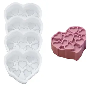 4Pcs,4-Inch Multi-Layer Heart Mold, Silicone Molds, Perfect for Valentine's Day, Ideal for Cakes, Chocolate, Mousse, Essential for Baking Enthusiasts